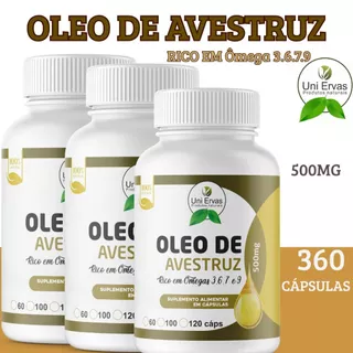 Suplemento Oleo de Avestruz Rico em Ômega 3.6 e 9 120 Cápsulas 500mg