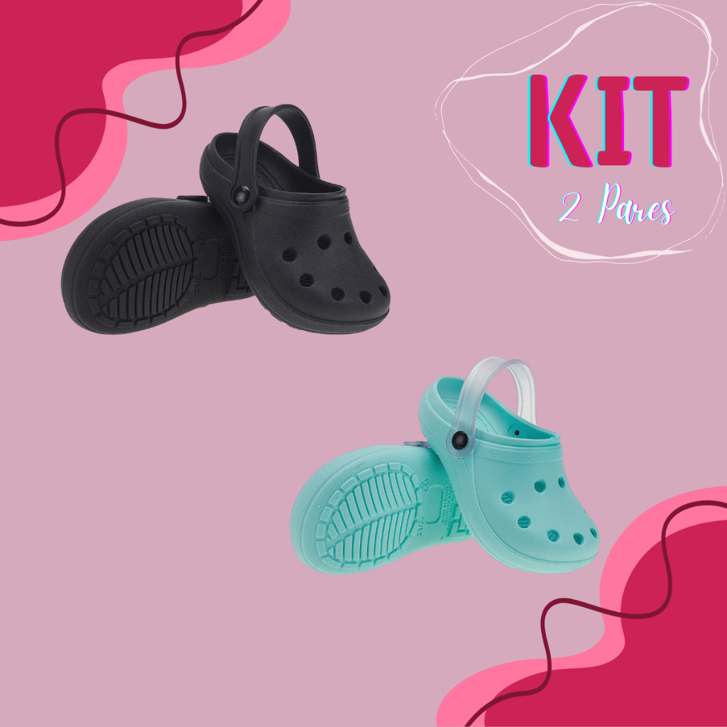 Kit 2 Pares Sandália Babuche Infantil Meninas Escolar Básico Unissex Conforto Leveza Maciez Criança