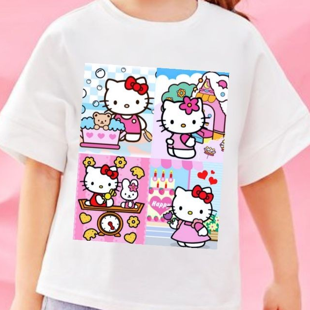 Camiseta Infantil Casual Estampada com Hello Kitty, Estilosa