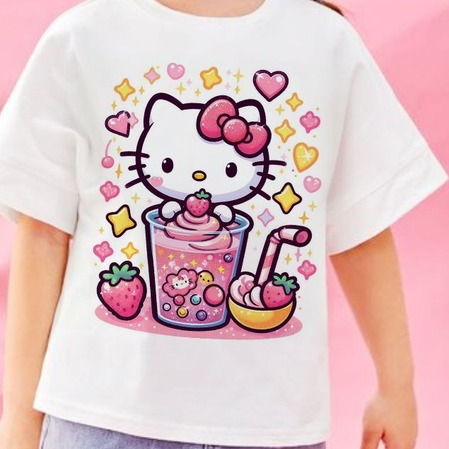 Camiseta Infantil Casual Estampada com Hello Kitty, Estilosa