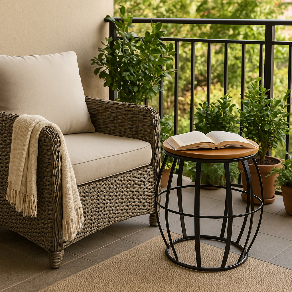 Mesinha Puff Seat Garden Barril Aço Decoração Luxo