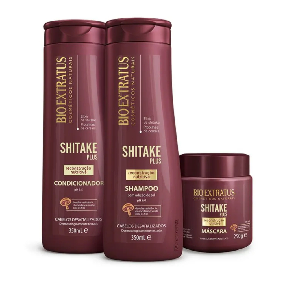 Kit Shitake Plus Bio Extratus Shampoo 350ml + Condicionador 350ml + Máscara 250g