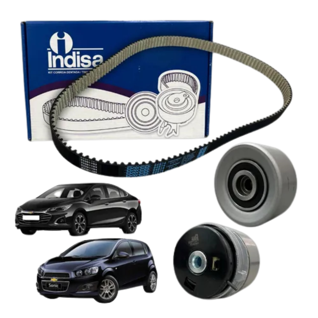 Kit Correia Dentada e Polia Para Veículos GM Chevrolet Cruze 1.8 16V,Tracker 1.8 16v e Sonic 1.6 16V/ Flex Original Indi