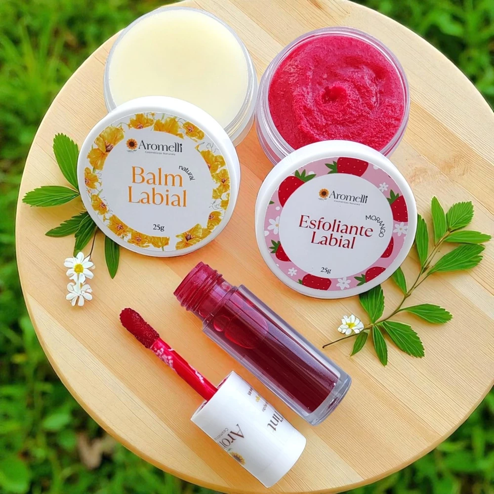 Kit Spa Labial Natural & Vegano Esfoliante/ Lip Tint/ Balm - 3 itens