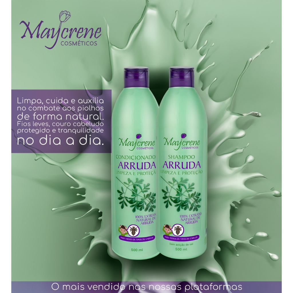 Kit Capilar Arruda 500ml Maycrene |  Extrato Natural de Arruda - Limpa, Cuida e Auxilia No Combate De Piolhos em Oferta na Shopee