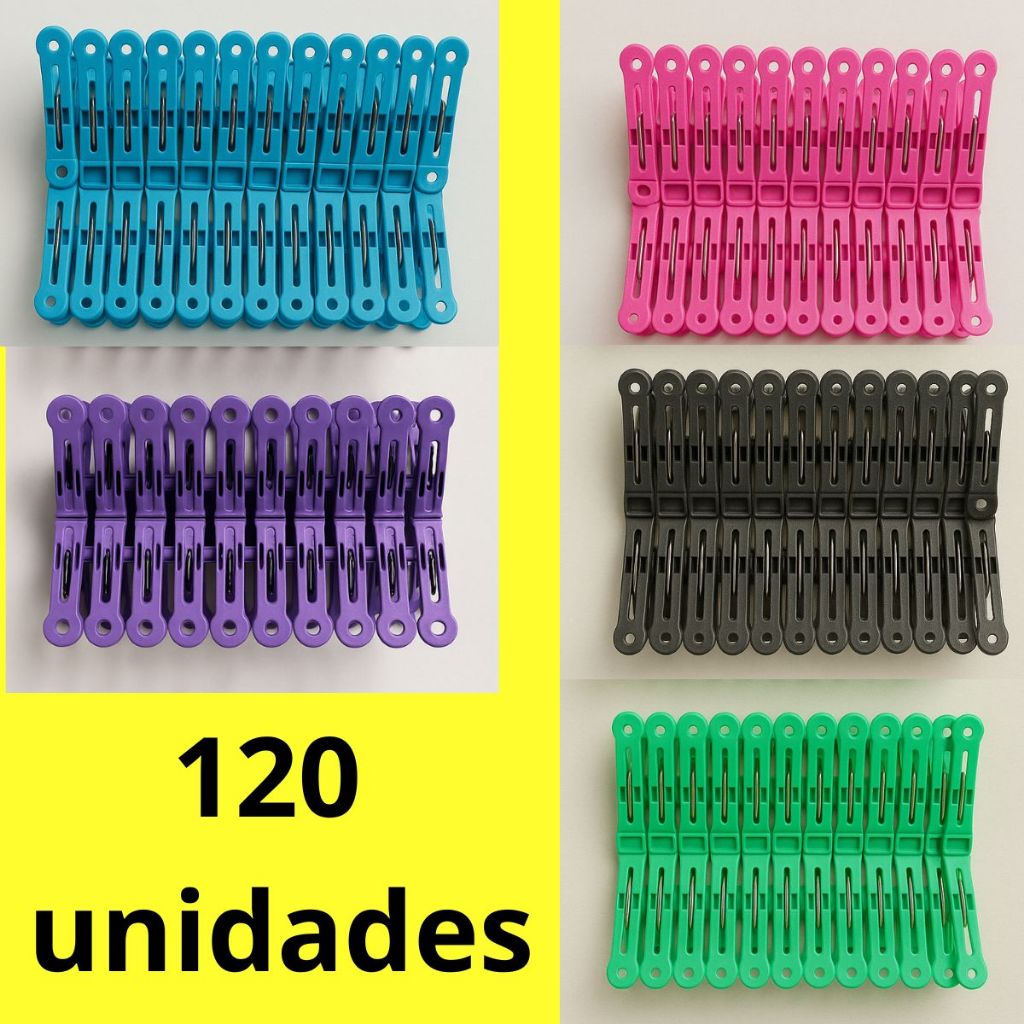 Kit 120 Unds de Prendedores de Roupa Para Varal Resistente Cores Sortidas em Oferta na Shopee