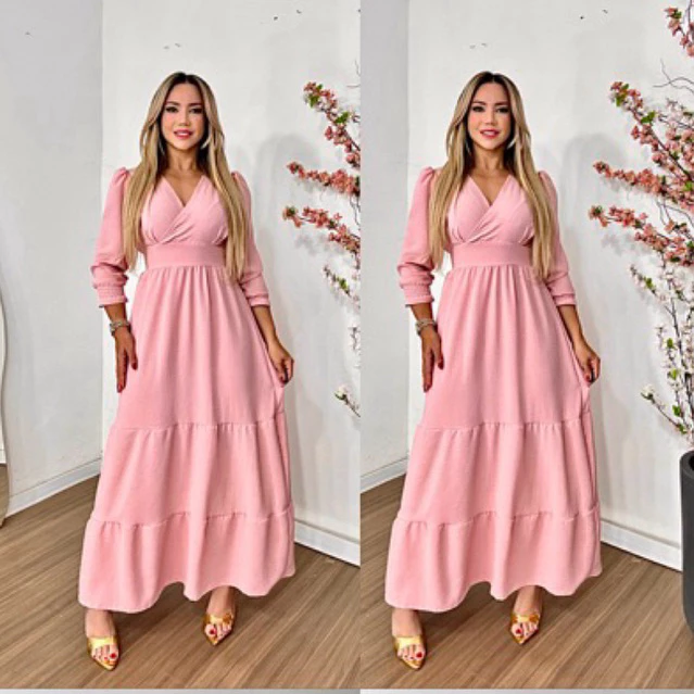 Vestido Longo Plus Size Inverno | Vestido Feminino Manga Longa