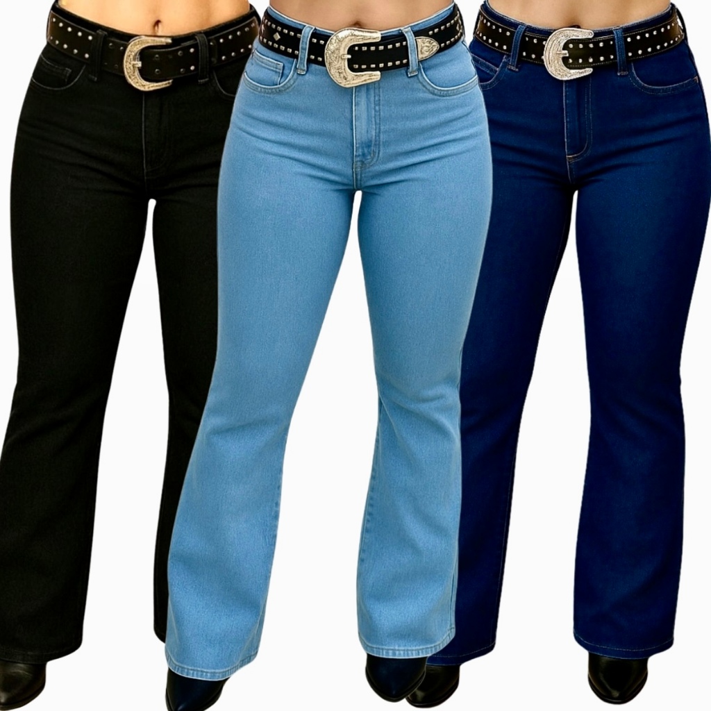 Calça Country Flare Jeans Lisa Feminina Linha Premium Cintura Alta Rodeio Cavalgada em Oferta na Shopee