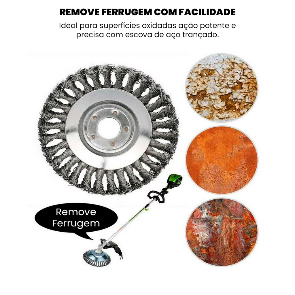 Escova Rotativa Cortador de Grama Furo Universal 25mm 6"ou 8" Polegadas Stihl Toyama Kawashima