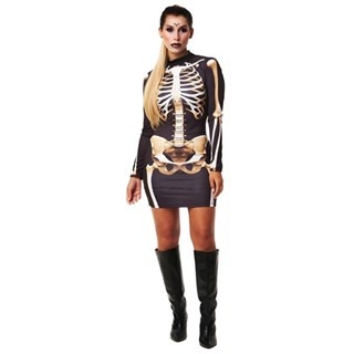 Detalhes do Fantasia de Caveira Adulto Vestido de Halloween