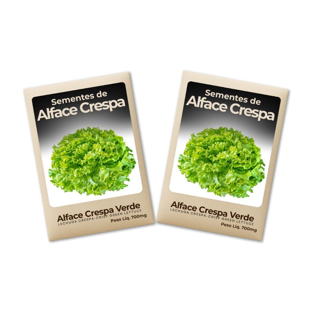 Semente de Alface Crespa Verde Alta Germinação 100% Pura Ideal Para Horta Urbana Vertical-Leve 2 Pct