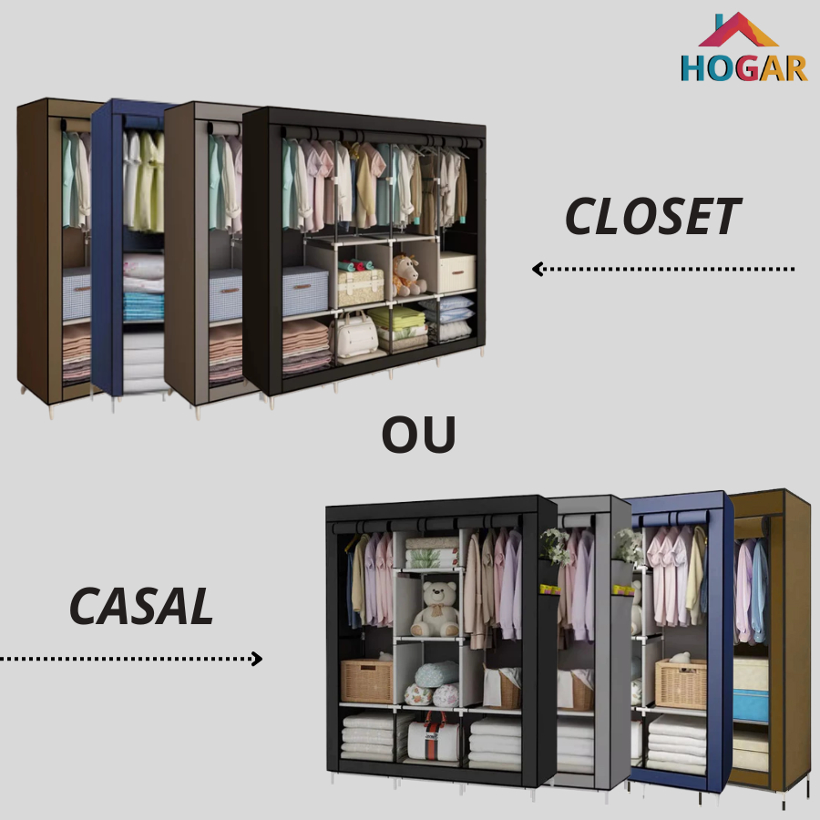 Guarda Roupa Dobrável Organizador De Roupa Armário Grande Closet Desmontável Casal