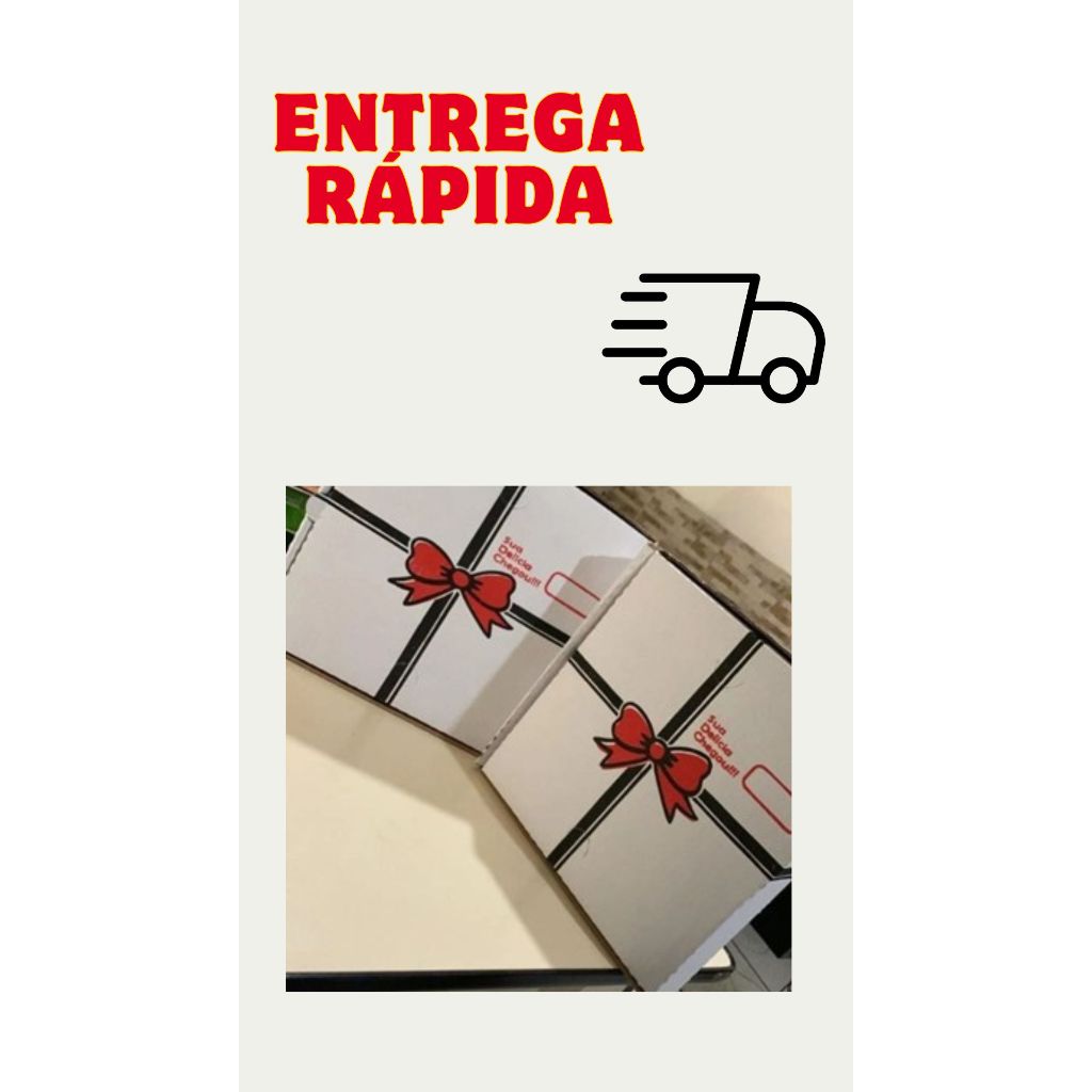 CAIXA DE SALGADO 40 cm BRANCA ( 25 unidades ) LAÇO VERMELHO e PRETO em Oferta na Shopee