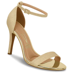 Sandália Vizzano Feminina Salto Alto Fino Moda Original Dourado
