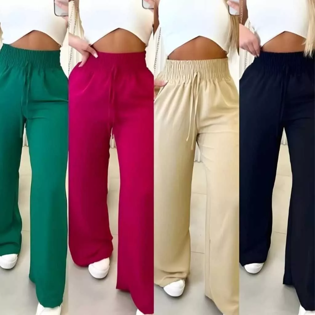 Calça Pantalona Cintura Alta Afina Cintura — imagem 1
