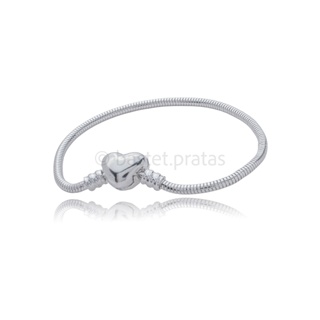 Prata 925 Pulseira para Berloques Coração banho de Prata 925 em Oferta na Shopee