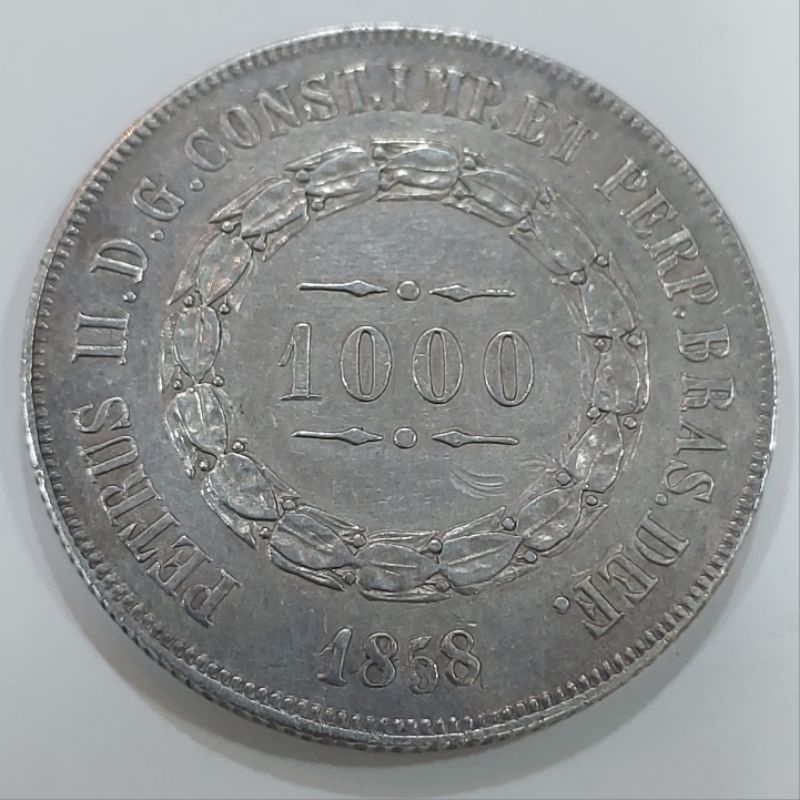 1000 RÉIS 1858 BRASIL PRATA