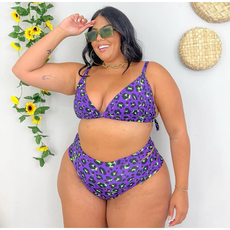 BIQUÍNI PLUS MODELADOR CINTURA ALTA TRÊS TIRAS em Oferta na Shopee