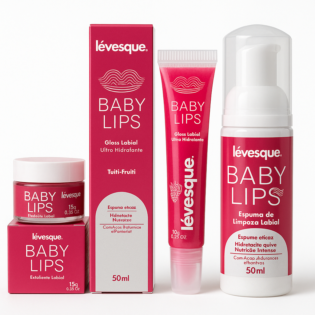 Kit Labial Baby Lips Gloss Esfoliante e Espuma Tuti Frutti Rejuvenescimento e Aumento e Lévesque