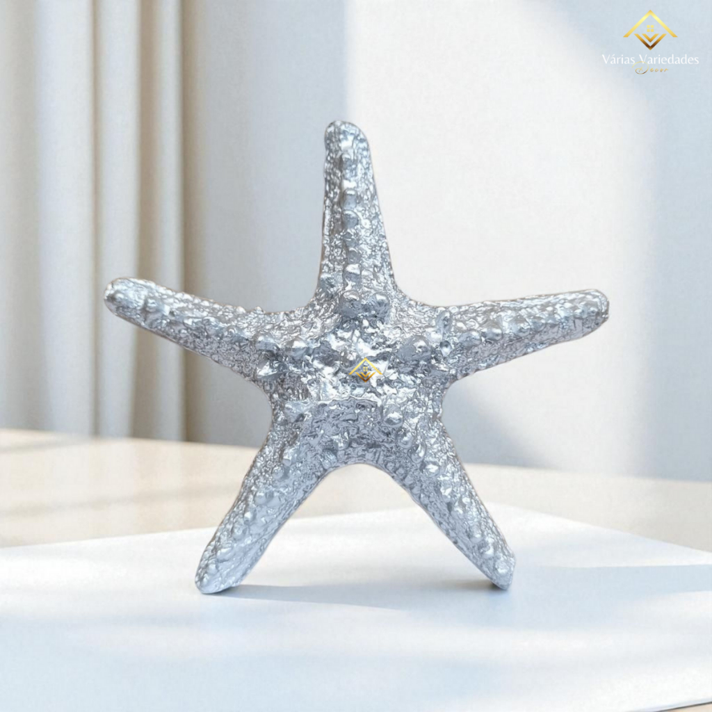 Estrela do Mar Prata 9 cm Decoração Casa de Praia Piscina Pousada Barco também para para Mesa Posta Casamentos