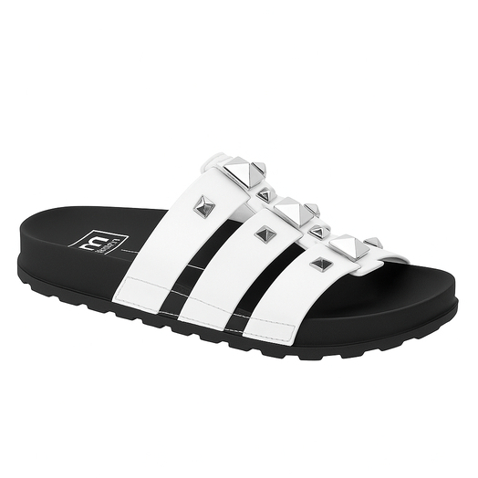 Sandália Papete Feminina chinelo Moleca Preto com branco Confortável Original 5436.431