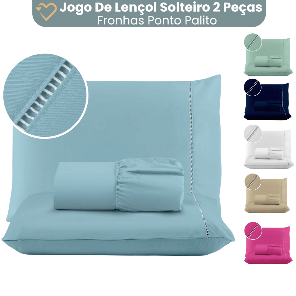 Jogo de Lençol Cama Solteiro 02 Peças 400 Fios Micropercal Ponto Palito por R$ 29,90