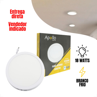 Kit 10 Painel 18w Plafon Redondo Sobrepor 6500K Branco Frio Luminária Led Bivolt Interno Gesso Sanca em Oferta na Shopee