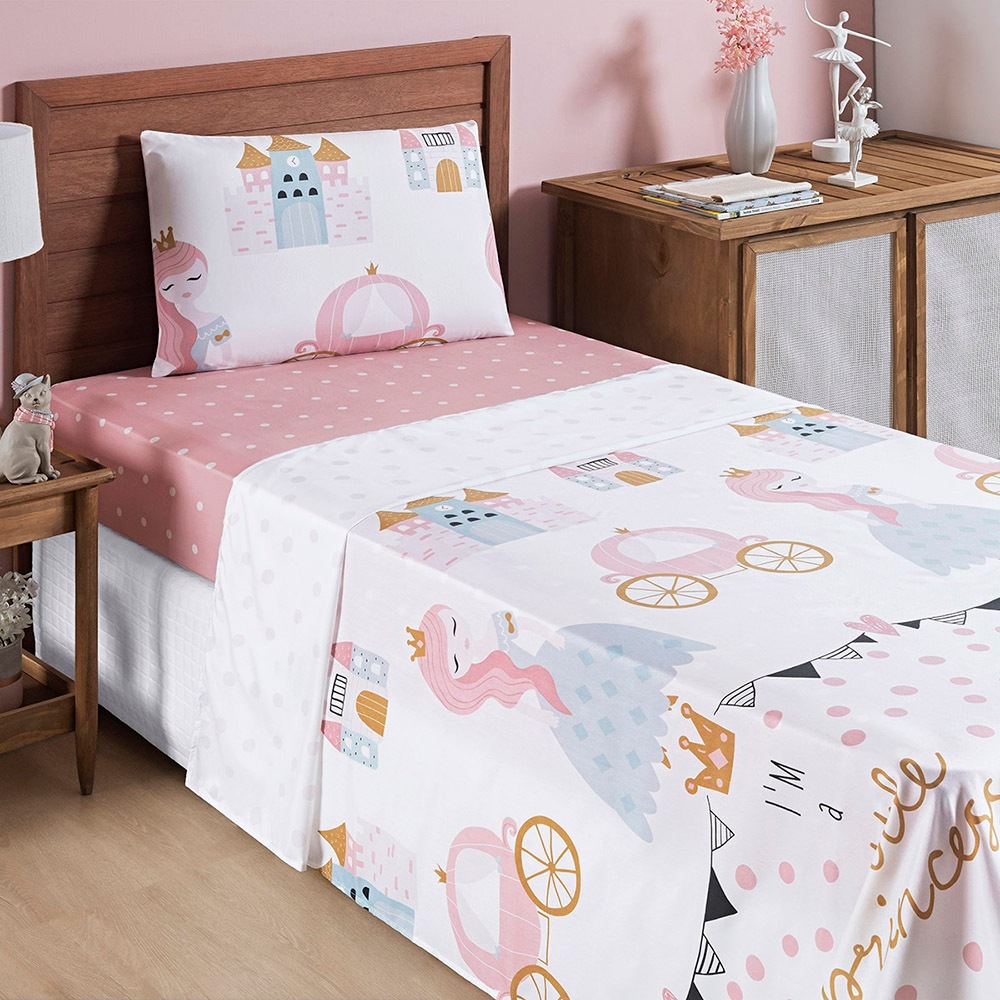 Jogo de lençol Kids Solteiro 3 Peças Toque Macio Estampado Infantil Menino Menina Jogo de Cama