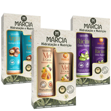 Kit Shampoo e Condicionador Márcia 350ml: Cuidado Completo para Seus Cabelos