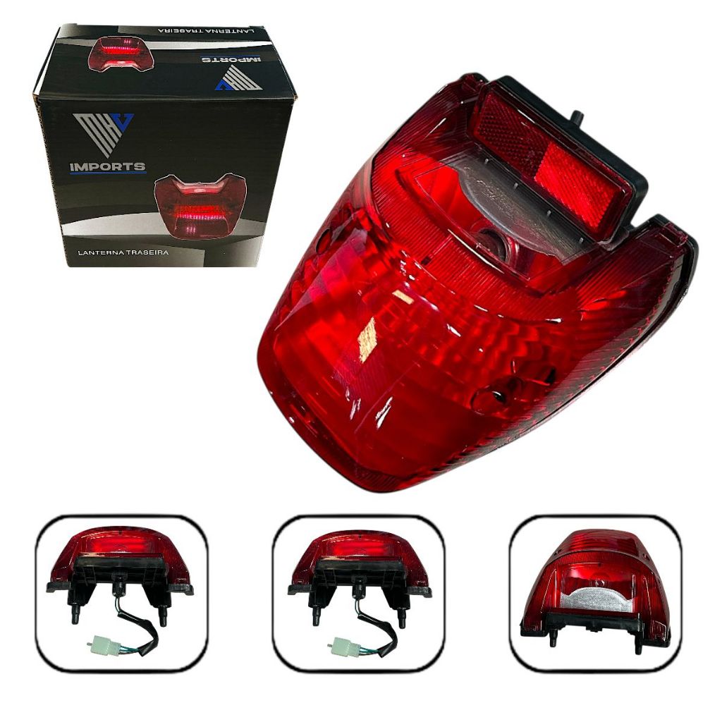 Lanterna Traseira C/Chicote + Lâmpada Honda Cg 125 Fan Ks Cg 125 Titan Kse
