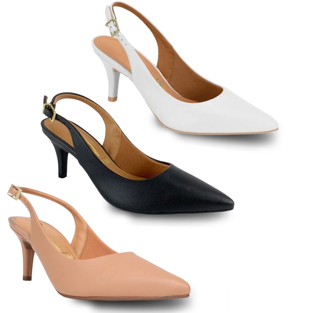 Scarpin Vizzano Feminino Slingback Salto Fino Médio em Oferta na Shopee