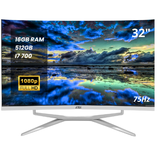 Computador All-in-One Curvo 32 Polegadas i7 16GB RAM SSD 512GB Tela Full HD Som 