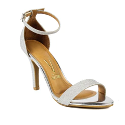 Sandália Vizzano Feminina Salto Alto Fino Moda Original Prata