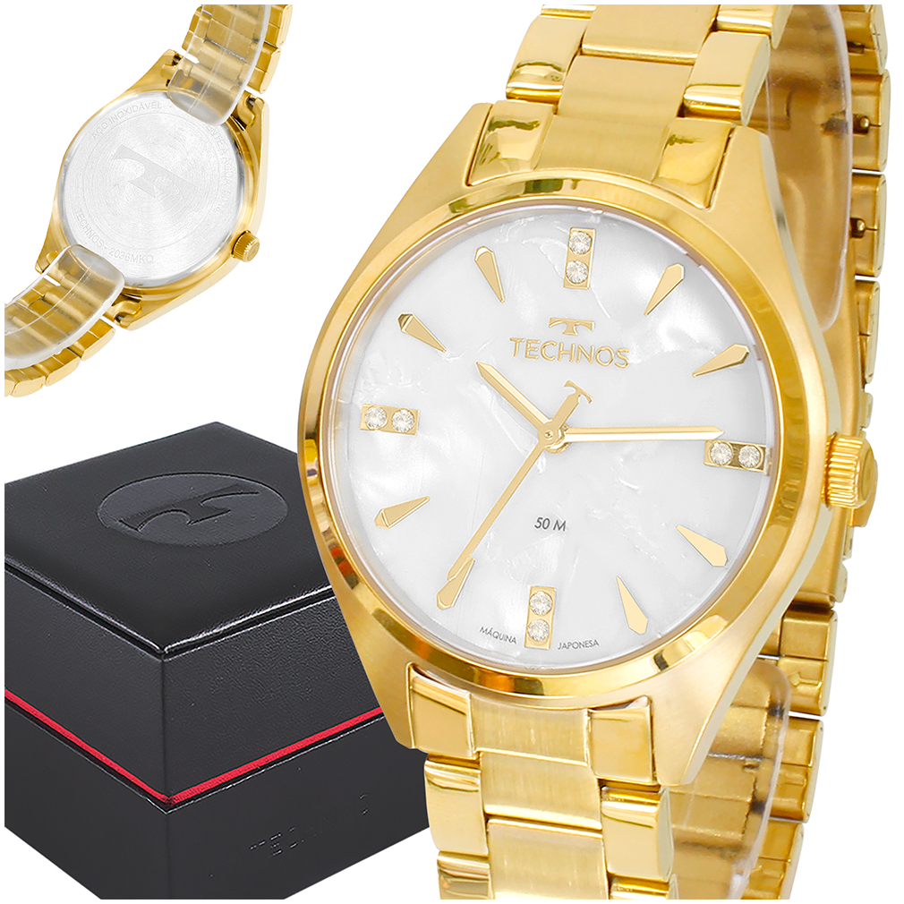 Relógio Feminino Technos Dourado Prova Dágua Top Original em Oferta na Shopee