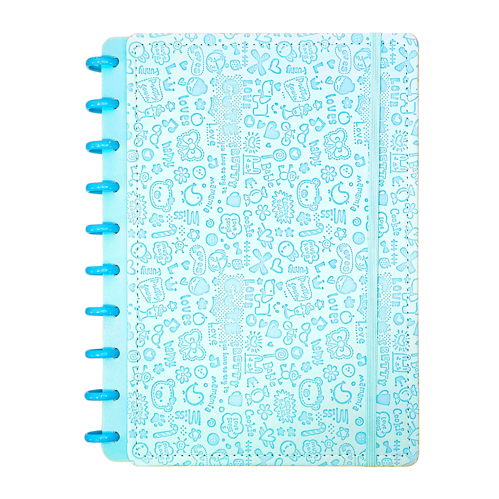 Kit Caderno + Refil + Divisorias Disco Diário Personalizado 1 Matéria 10 Discos B5 Capa Dura 80 Folhas Pautadas - AZUL