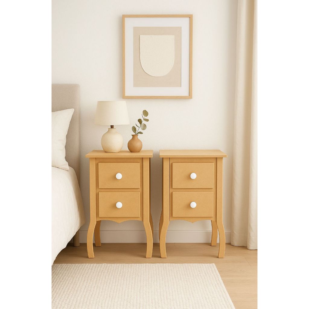 Mesinha Mesa  2 Gaveta  Mesa De Cabeceira Pé Retrô Mdf em Oferta na Shopee