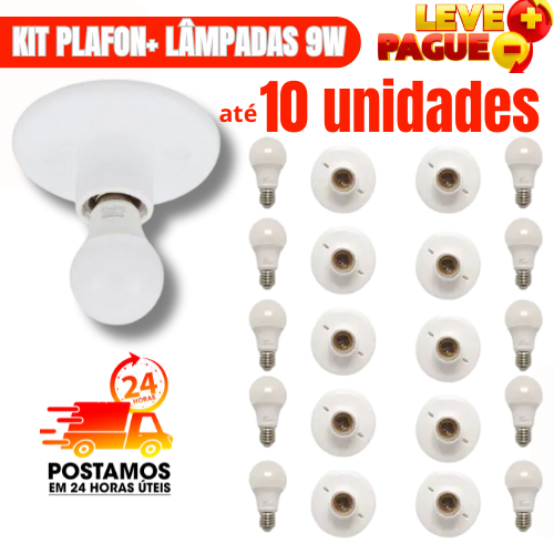 luminação Lâmpada de led e Plafon kit Soquete para lâmpada Plafon  e Lâmpada 9w 6.500K até 10 UN