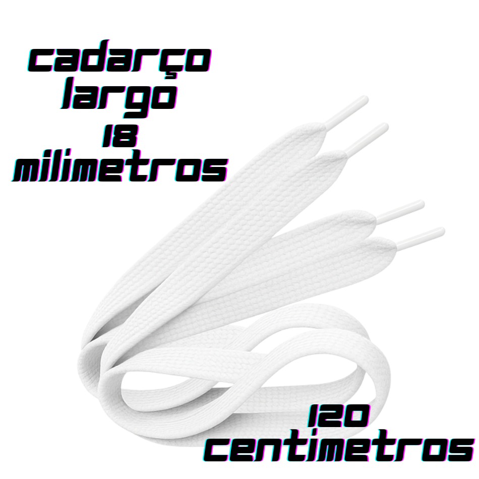 Cadarço BBOY 120cm BRANCO Largo Grosso 18mm – Qualidade Premium Tênis sapatos mochilas