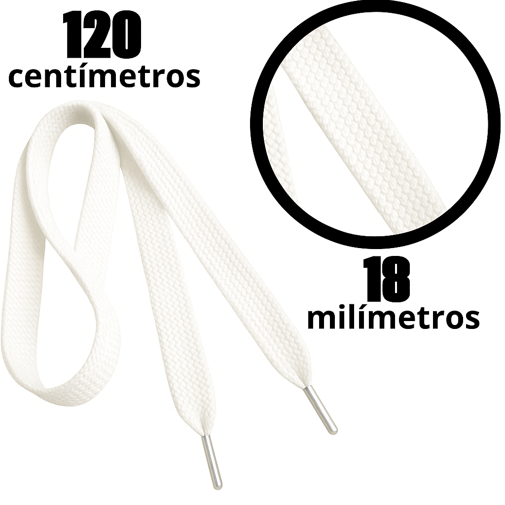 Cadarço BBOY 120cm BRANCO Largo Grosso 18mm – Resistência para Tênis sapatos mochilas Capuz Roupas