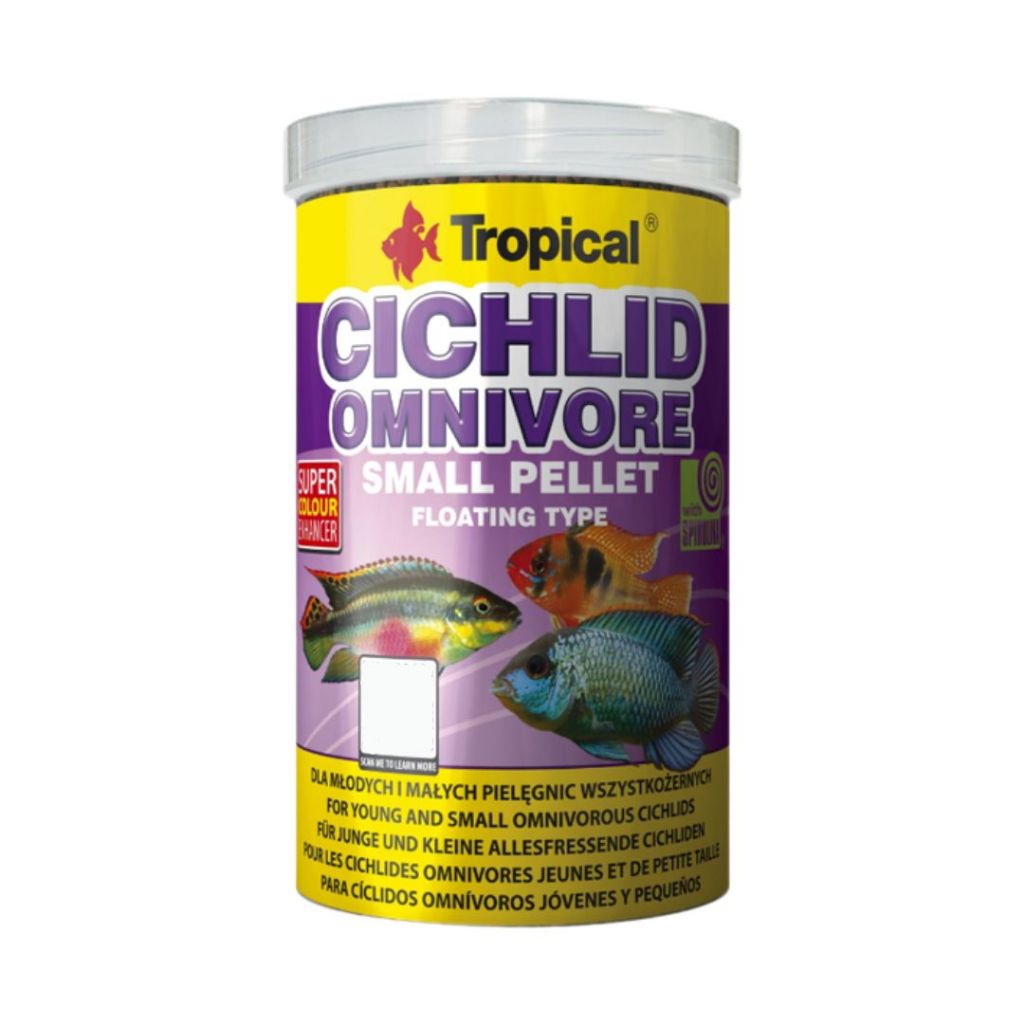 Ração Para Peixe Cichlid Omnivore Small Pellet 90g Tropical