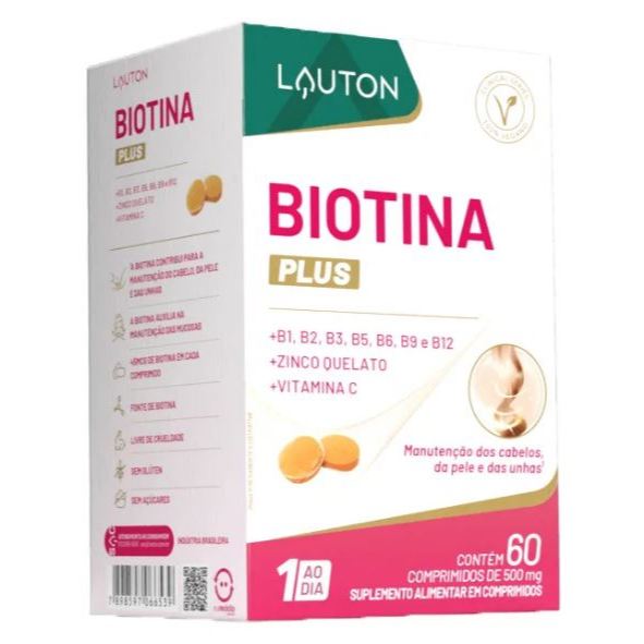 Biotina C/ B1 B2 B3 B5 B6 B9 B12 Zinco Quelado Vitamina C Sabor Sem Sabor