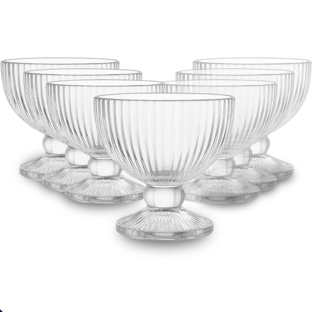 Jogo De Sobremesa Tigela Bowl 6 Peças 120ml Em Vidro Desenhado