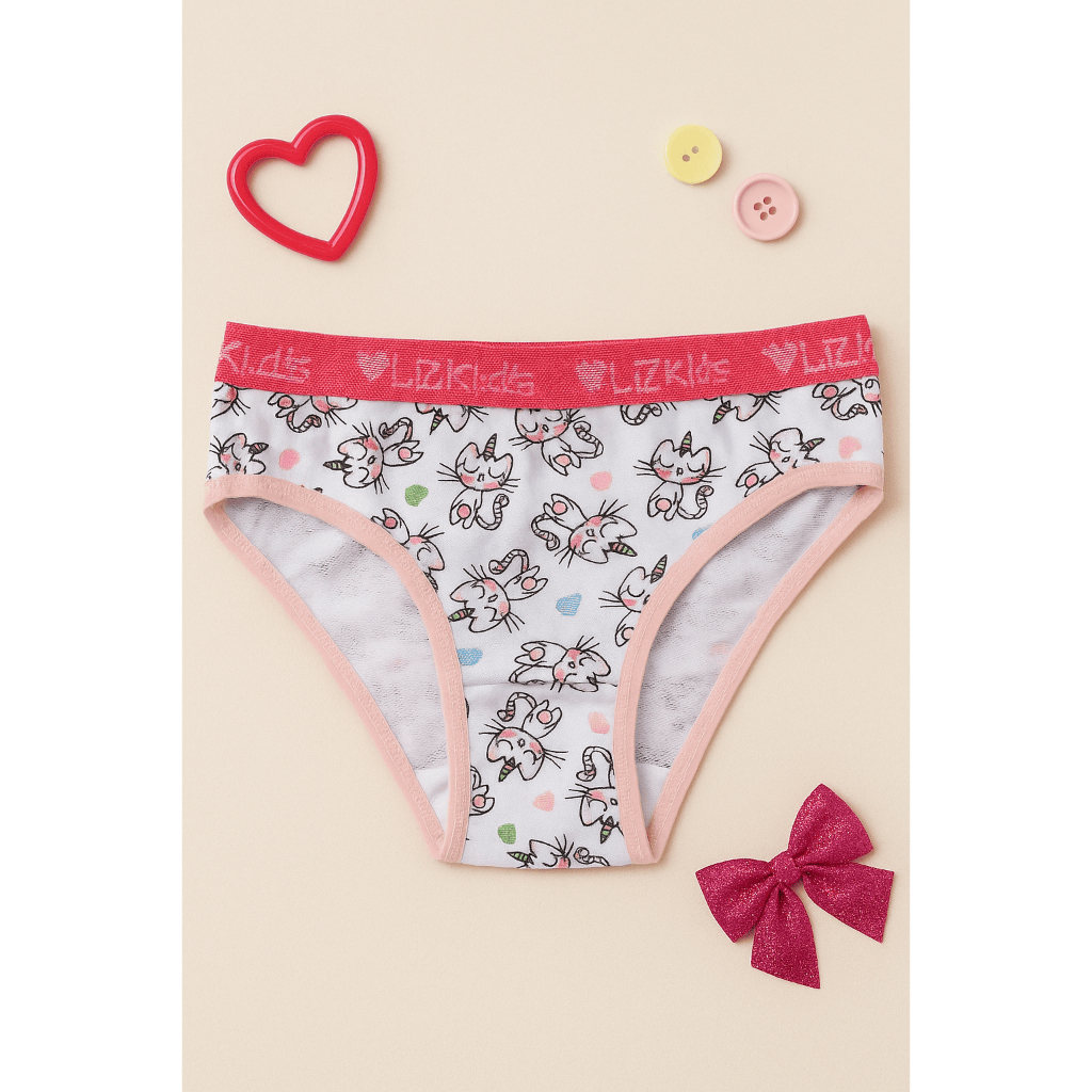 Kit 1 Calcinha Infantil Feminina  Estampas Divertidas e Confortáveis
