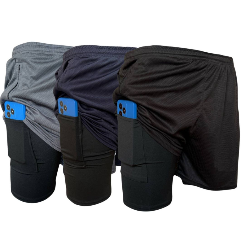 Shorts Masculino Bermuda Compressão Para Corrida Treino