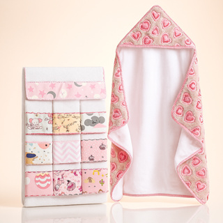 Kit Banho Bebe Toalha Fleece Forro Fralda Algodão Com 6 Toalhinhas Ombro em Oferta na Shopee