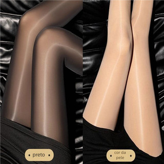 Meia-Calça Feminina De Seda 70D Com Brilho