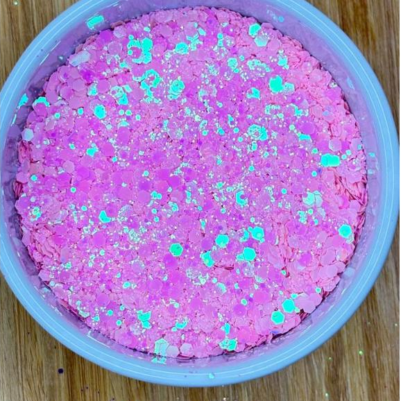 Glitter Flocado Holografico Rosa unhas, artesanato, resina, velas, slime, maquiagem artística, balão, lantejoula em Oferta na Shopee