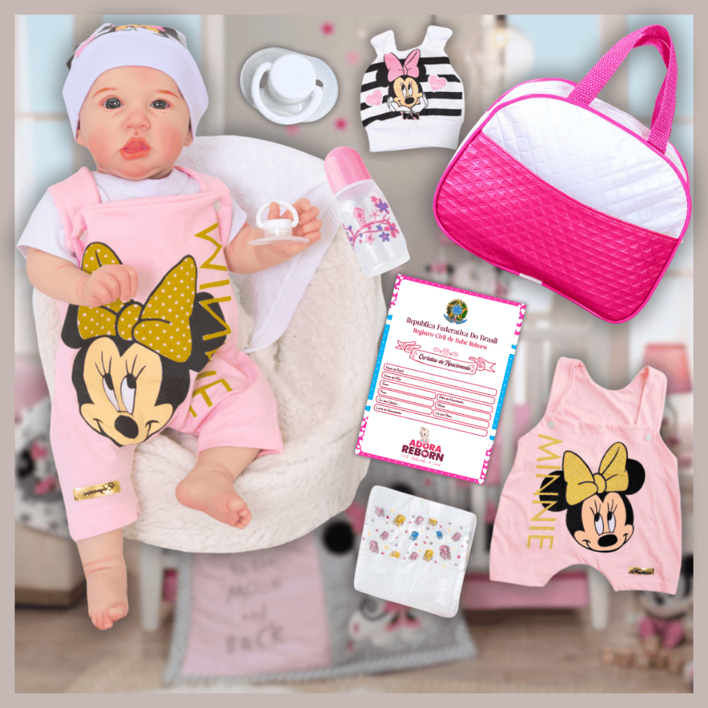 Bebê Reborn Boneca Realista Saskia Minnie Bolsa Maternidade Recém-Nascida Corpinho Silicone Promoção - Mom & Baby