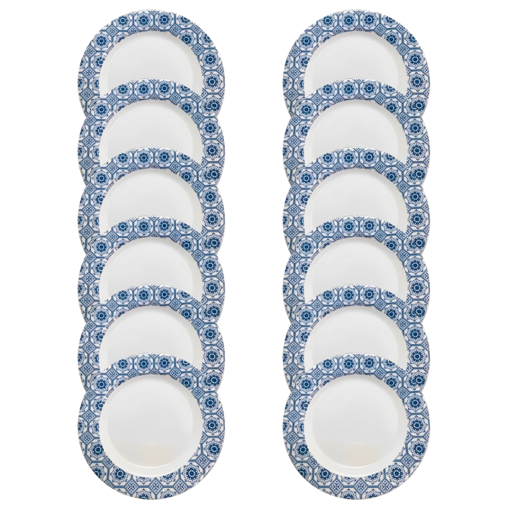 12 Pratos Raso Melamina 25cm Decorados Refeição Festa Comida em Oferta na Shopee