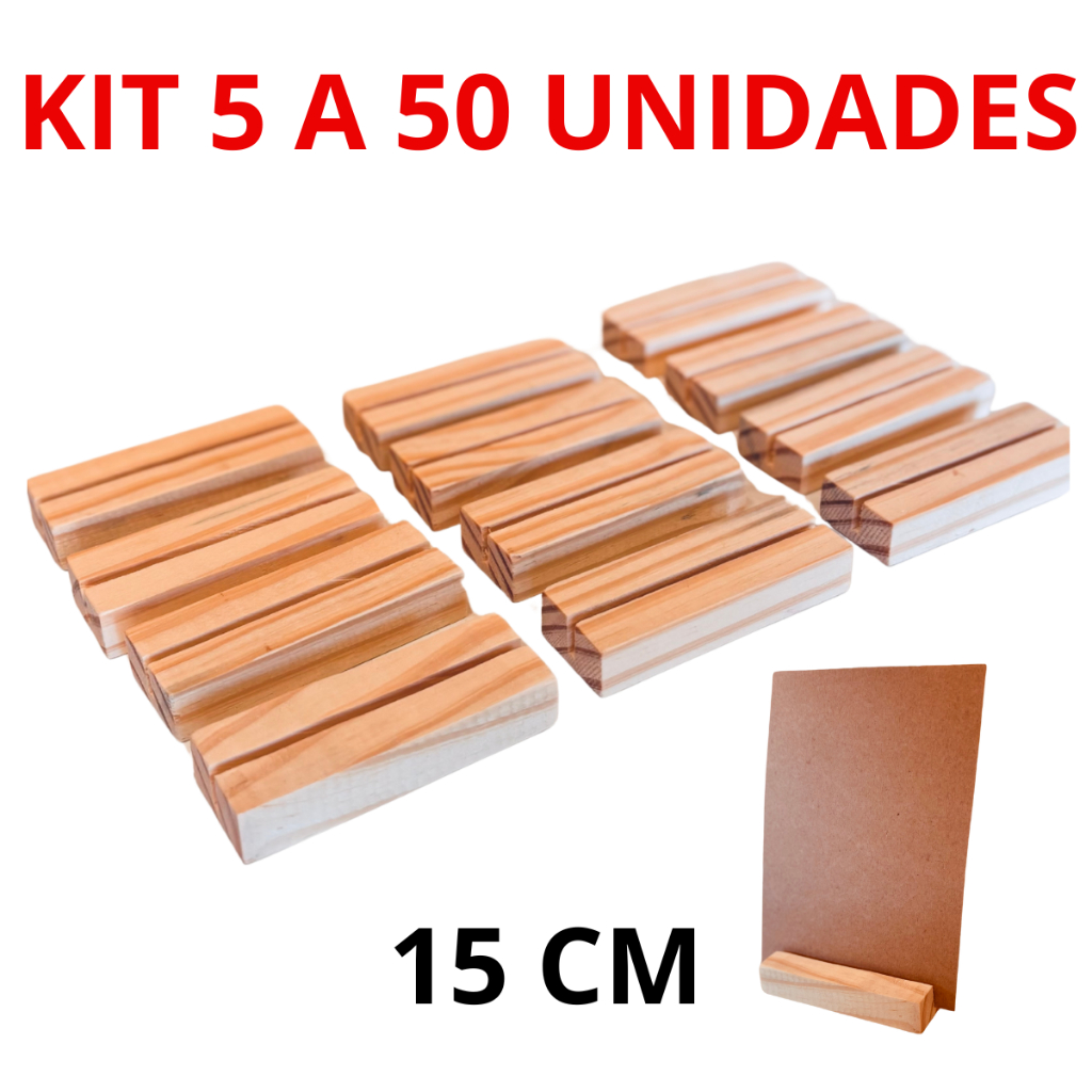 KIT 5 A 50 unidades Suporte Porta Retrato Foto Polaroid 15CM Madeira Pinus Decorativo Brindes